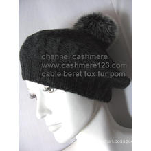 Cashmere Cable Hat Fur POM Ty0910